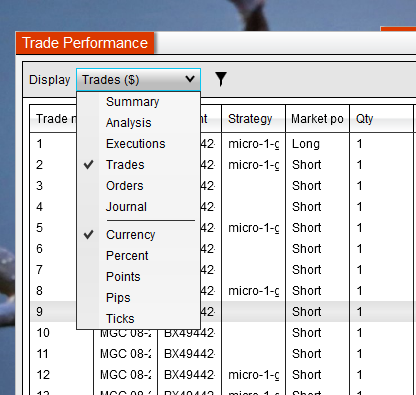 NinjaTrader 8 export window